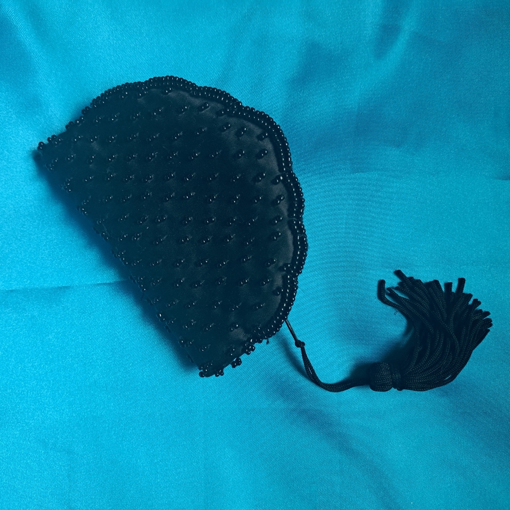 2/$20 Beaded Gothic Victorian Vintage Scalloped Cute Goth Change Purse Tassel
